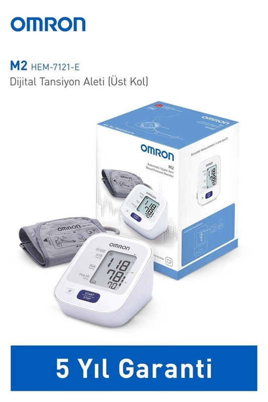 Omron M2 HEM-7121-E üst kol dijital tansiyon aleti, manşeti ve kutusu