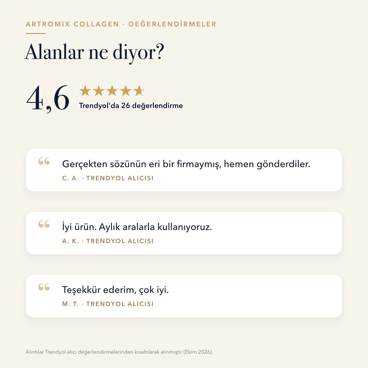 Artromix Collagen 30 kapsül alıcı değerlendirmelerinden alıntılar