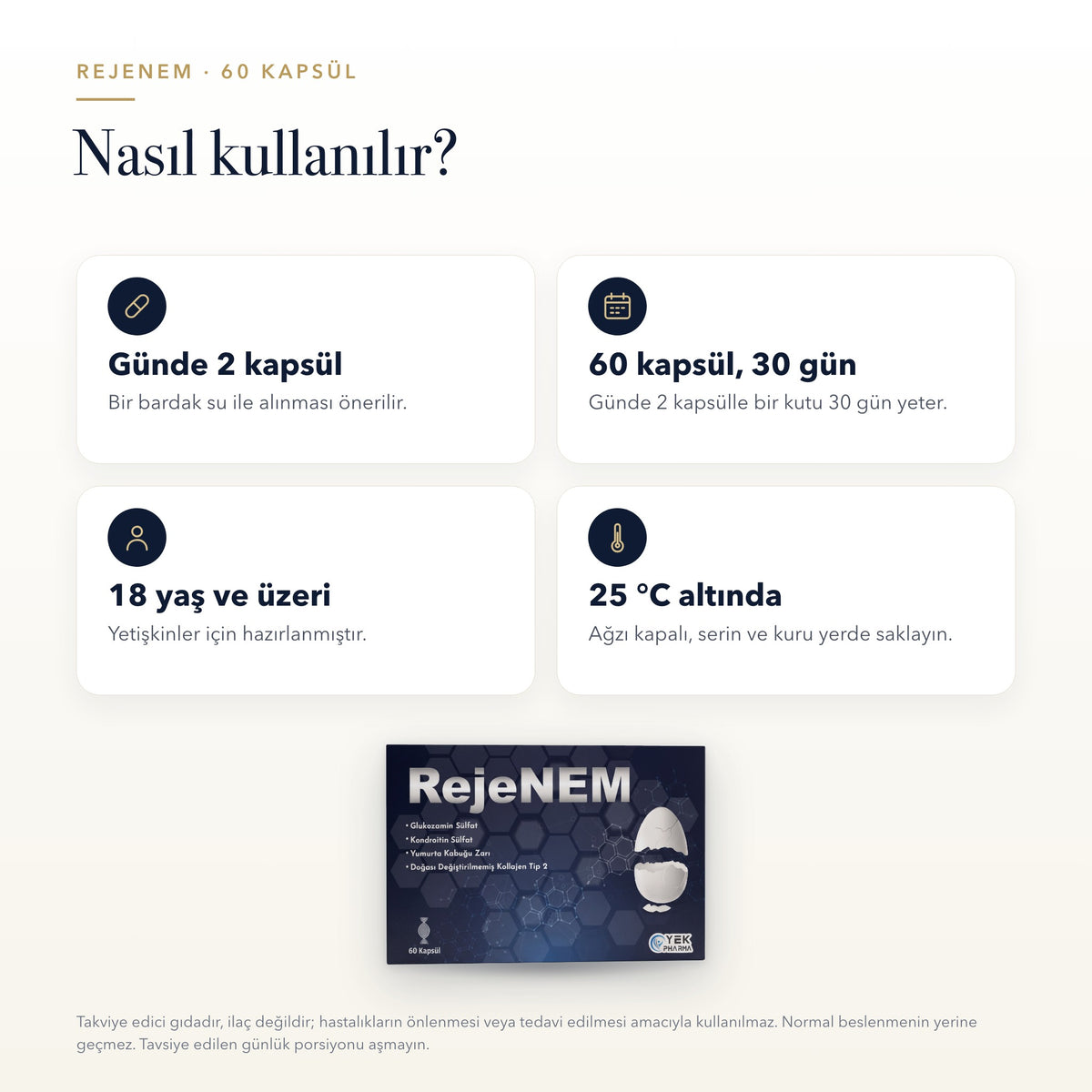 Rejenem 60 kapsül nasıl kullanılır: günlük kullanım, kutu süresi, kullanıcı grubu ve saklama